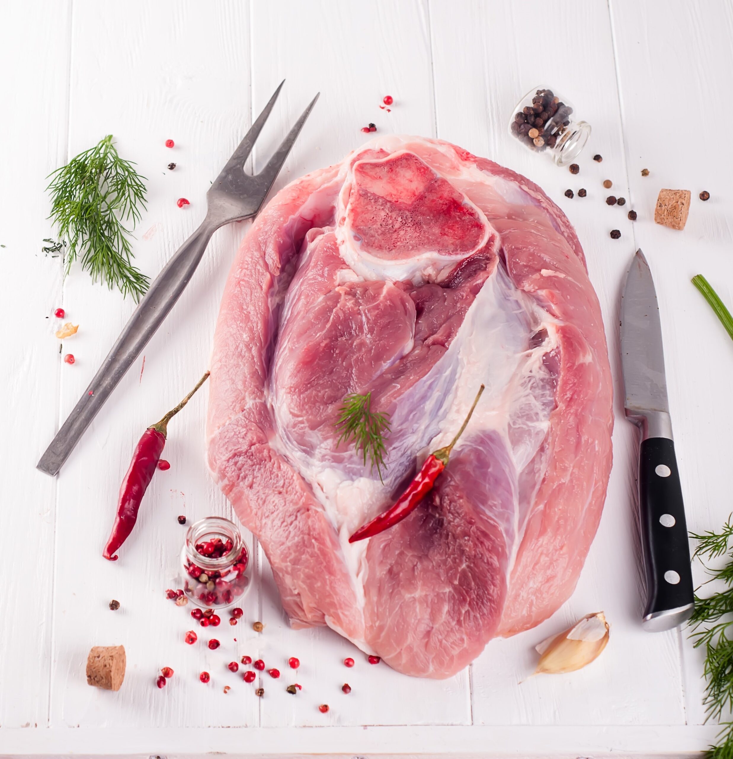 piece of fresh pork on the bone